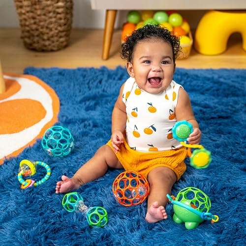 Bright Starts Little Shakers 6pc Gift Set, Easy-Grasp Oball Technology, Baby Rattles, Balls and Teethers, On-The-Go Toys, Lightweight, Unisex, Newborn+ thumbnail 3