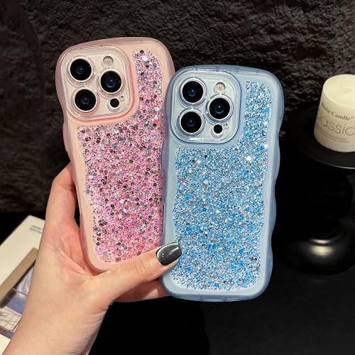 ZTOFERA for iPhone 12 Pro Max Case 6.7", Cute Curly Wavy Design with Glitter Sequins,Luxury Aesthetic Bling Sparkly Shockproof Protective Phone Case for iPhone 12 Pro Max-Glitter Purple thumbnail 5