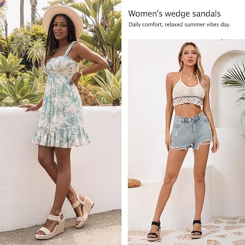 Vepose Women's Open Toe Espadrille Wedge Sandals with Ankle Strap | Dressy casual slip on platform strappy sandals , cute casual summer shoes styling for daily weddings travel thumbnail 2