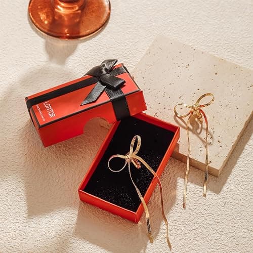 LOFITOR 14K Gold Plated Clip On Earrings for Women Non Piercing Bow Earrings Ribbon Dangle Drop Tassel Chain Statement Clip Earrings Lightweight Fake Bowknot Earring for Non Pierced Ears thumbnail 2