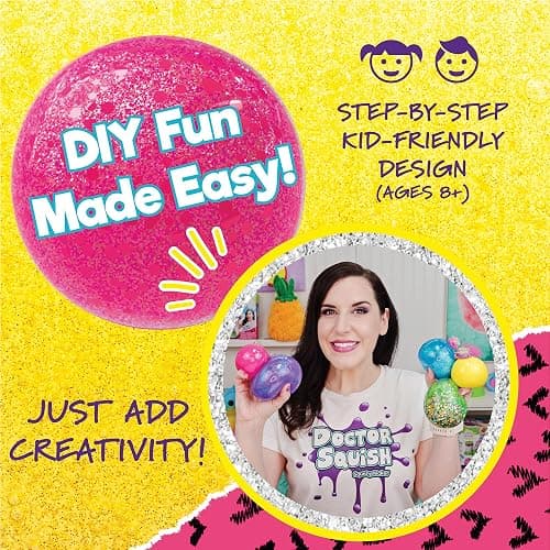 Doctor Squish: Squishy Maker, New Shiny Glitter Station Maker, Decorate with Confetti, Sparkles & Colored Ink, Variety of Sizes, Just Add Water to Make Your Own Slime, Amazon Exclusive, For Ages 8+ thumbnail 7