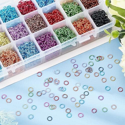 PH PandaHall 8400pcs Aluminum Open Jump Rings 6mm Chainmail Rings Open Jump Rings 24 Color Jewelry Findings for Choker Necklaces Bracelet Earring Chain Maille Jewelry Making thumbnail 7