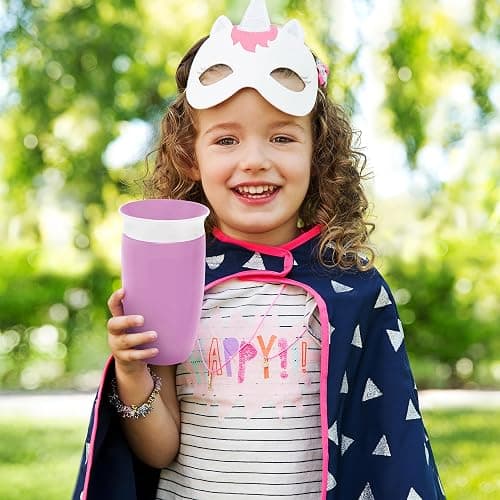 Munchkin Sippy Cups for Toddlers 1-3, Spill Proof Miracle 360 Cup, 10 Ounce, 2 Pack, Blue/Purple thumbnail 2