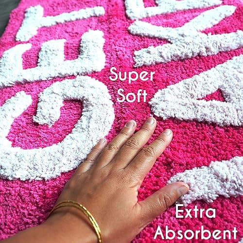 Evovee Get Naked Bath Mat Funny Cute Bathroom Rugs Get Naked Rug Shower Funny Bathroom Decor Fun Cute Bath Mat Non-Slip Washable College Hot Pink - Hot Pink thumbnail 3