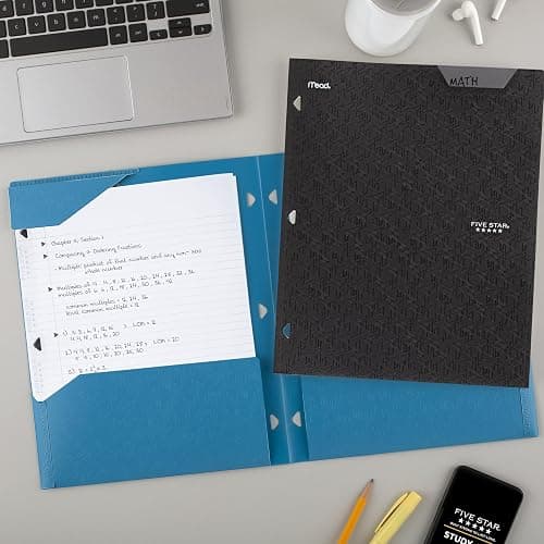 Five Star 2-Pocket Folder, Plastic Folder with Stay-Put Tabs, Fits 3-Ring Binder, Holds 8-1/2" x 11" Paper, Tidewater Blue (333420H-ECM) thumbnail 2