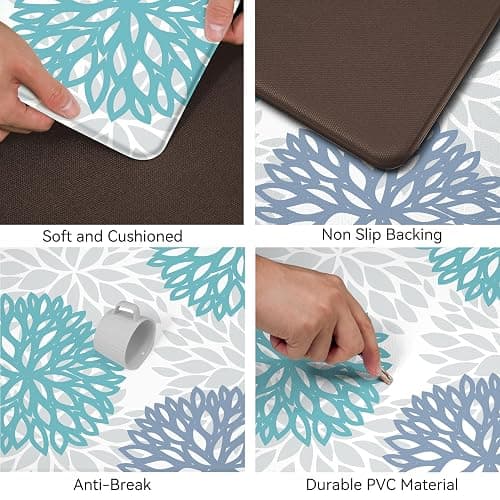 Tubeamin Anti Fatigue Kitchen Mat for Floor, Cushioned Anti Fatigue Kitchen Rugs Non Slip Waterproof, Comfort Floral Standing Desk Mat for Sink, Office, Laundry Room, 17.3"x28" thumbnail 4