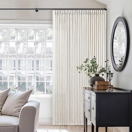 Natural Pinch Pleated Linen Curtains 84 Inch Length 2 Panels for Living Room Bedroom Textured Cream Ivory Birch Semi Sheer Boho Neutral Back Tab Pinch Pleat Hooks Rings Window Curtain 84 Inches Long thumbnail 7