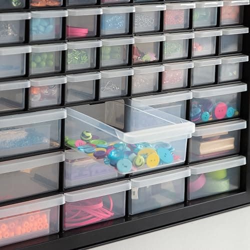 IRIS USA 44-Drawer Small Parts Storage Cabinet, Crafts, Made in USA, Black | Wall-mountable, Stackable, Building Bricks, Screws, Nuts & Bolts, Hardware, Garage Tool Storage thumbnail 6