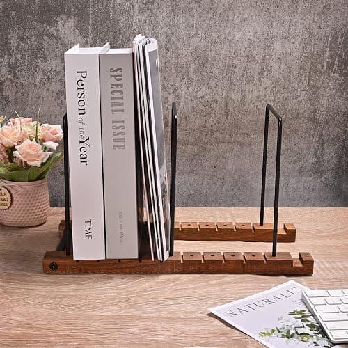Yorkmills Vinyl Record Storage, Display Up to 50 LP Albums DVDs CDs, Solid Wooden Vinyl Record Holder with Stainless-Steel lp Storage Boxes shelf Stand Case, Record Stand for Home Desktop Decor thumbnail 6