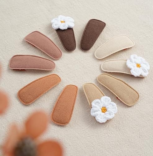 Fancy Clouds 20 Pack Baby Hair Clips for Girls Toddler,Neutral Fabric Snap Clips Pins With Embroidery Daisy Flower,Handmade Hair Accessories Barrettes for School Age Kids Children Gifts thumbnail 7