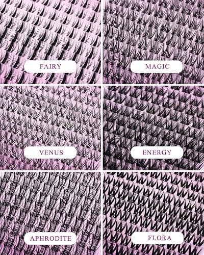 Flora Lash Clusters Kit Short 8-14mm Wispy Eyelashes Cluster Extension Kit D Curl Individual DIY False Lash Extension Spiky Cat Eye Lashes Fake Eyelashes Clusters with 0.03mm Ultra-Thin Wide Band thumbnail 7