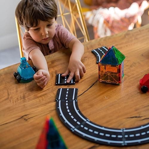 MAGNA-TILES XTRAS: Roads 12 Piece Magnetic Construction Set, The ORIGINAL Magnetic Building Brand thumbnail 3