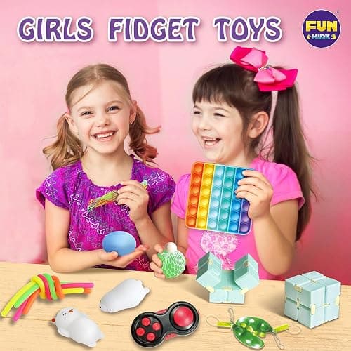 Fidget Box for Girls Boys, FunKidz Mystery Sensory Fidget Pack Toys for Stress Relief Kids Party Favors Gift Classroom Prizes Travel Camping with Portable Case thumbnail 2
