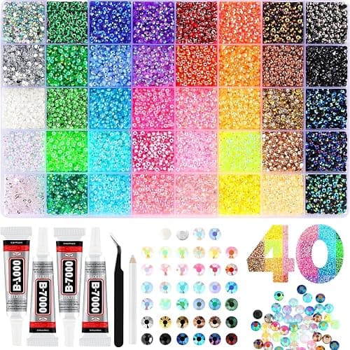 Badazzle Kit 40 Colors 35000PCS Bedazzled Kits Resin Jelly Flatback Rhinestones, Book Bedazzling Kit Bazzling Kits Small Gems with Tools Bedazzle Gems for Bedazzling Crafts & DIY Projects for Adults - Image 1