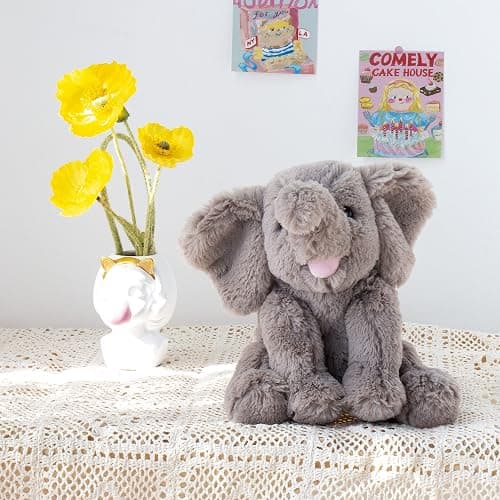 Hopearl Adorable Plush Calf Elephant Toy Floppy Elephish Ultra Soft Stuffed Animal Gift for Boys Girls Kids Toddlers, Gray, 9'' thumbnail 6