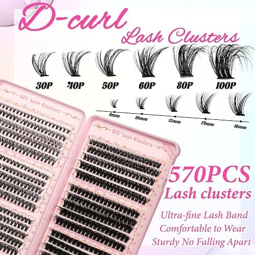 Gmagictobo DIY Lash Clusters Kit Volume Lash Clusters Thick Eyelash Extension Kit Individual Lashes Thin Band Lashes Clusters Lash Bond and Seal Lash Tweezers - Amazing thumbnail 6