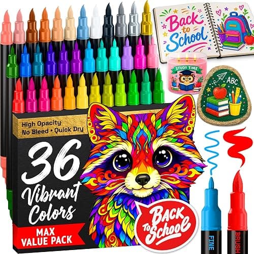 ARTISTRO 36 Acrylic Paint Markers - Paint Pens for Drawing - For Fabric, Rock, Glass, Wood, Molds - Arts & Crafts Gift for Adults, Teens, Kids, Classroom Must Haves & School Supplies - Image 1
