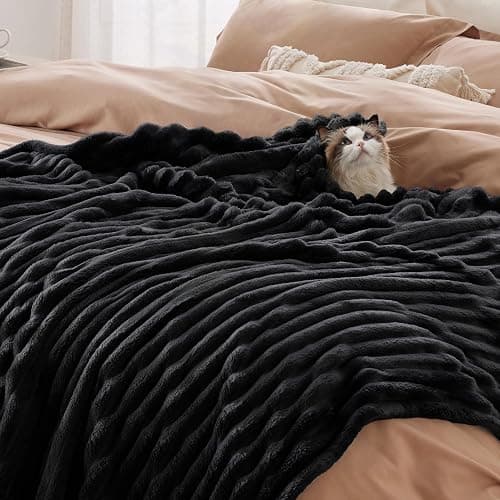 Bedsure GentleSoft Black Fleece Blanket for Couch - Cozy Soft Blankets for Women, Cute Small Throws for Girls, 50x70 Inches thumbnail 5
