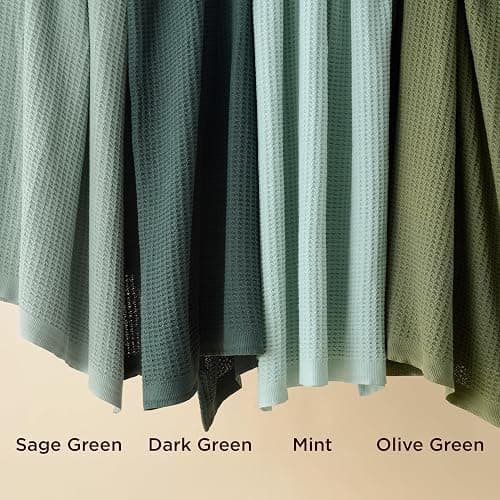 Bedsure Gentlesoft 100% Cotton Blanket Queen Size for Bed - Breathable and Soft, Thick Cozy Waffle Weave Christmas Blanket Gift for Women, Sage Green, 90x90 Inches thumbnail 6