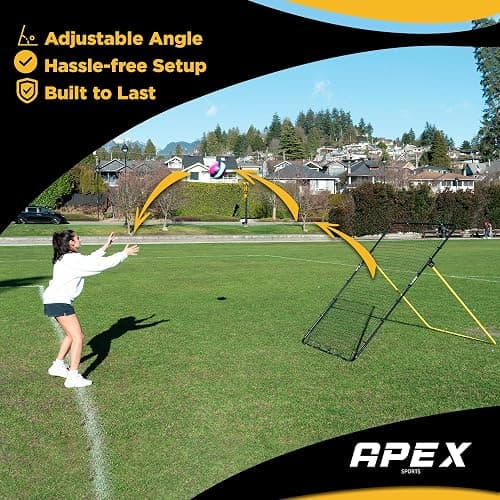 Apex Sports Adjustable Volleyball Rebounder Net 7x4 ft – Bounce Back Training Equipment with Angle Customization for Practicing Volleying, Bumping, Spiking – Durable & Portable with Travel Bag thumbnail 4