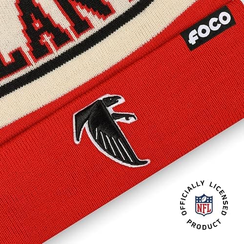 FOCO NFL Unisex-Adult NFL Retro Team Logo Heritage Stripe Pom Beanie Hat thumbnail 3