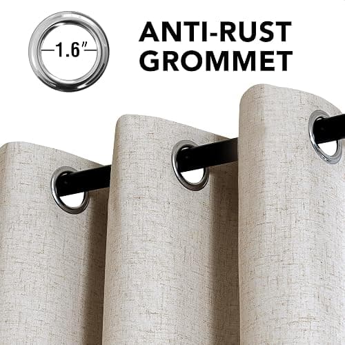 H.VERSAILTEX Linen Curtains 100% Blackout Curtains for Bedroom 84 inch Long Full Light Blocking Nature Linen Blended Window Curtains for Living Room Nickel Grommet (2 Panels, Heathered Linen) thumbnail 3