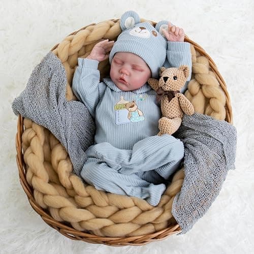 Aori Reborn Baby Dolls Boy - 18 Inch Realistic Sleeping Newborn Doll Soft Cloth Body Handmade Lifelike Baby Doll with Outfit Set - Weighted Baby Boy for Role Play, Gift for Kids 3+ thumbnail 3
