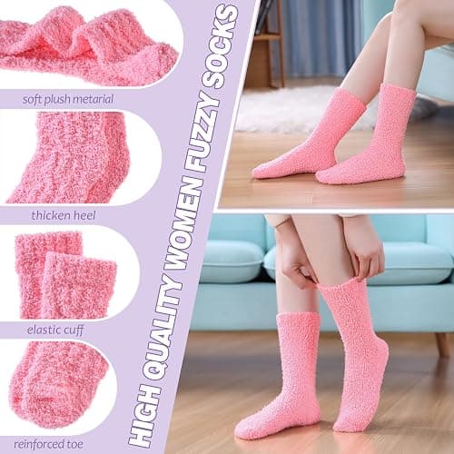 NOCIN COLOR Womens Fuzzy Socks Cozy Fluffy Slipper Soft Winter Warm Home Sleeping Christmas Socks thumbnail 4