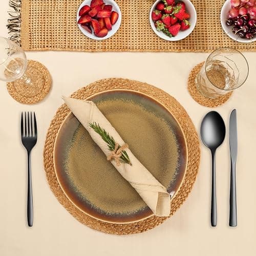 Eco Crave Jute Round Woven Placemats Set of 4, Natural 13 Inch Boho Farmhouse Rustic Hand Woven Place mat for Dining Table Decor, Wicker Chargers Heat Resistant Easy to Clean and Non-Slip Placemat thumbnail 2