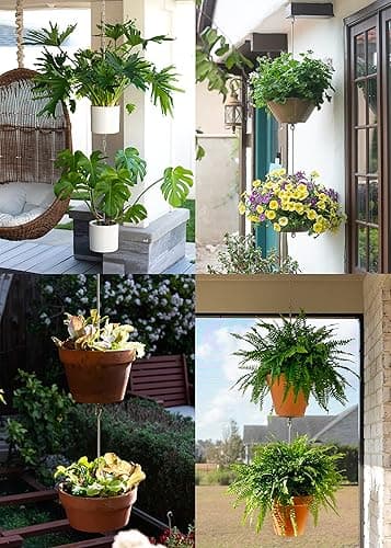 SkyPots - 24-inch Pot Hangers (2 Kits) + Grow Chains (1 Set) - Hang and Connect Large Clay Pots w/Drainage for Healthy Plants, Hanging Planter Vertical Garden, Indoor/Outdoor, Stainless Steel - 2 thumbnail 3