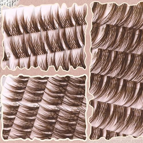 Anime Cluster Lashes Brown Cluster Eyelash Extensions Fairy Eyelash Clusters Wispy Lash Clusters Dark Brown Individual Lash C-Curly Lash Extension Spiky Manga DIY Eyelashes Pack (108Pcs, 10-16MM) thumbnail 6