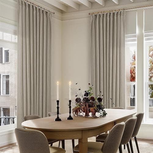 Extra Wide Curtains 90 Inches Long 60 Inch Width for Living Room Bedroom Light Filtering Semi Sheer Farmhouse Pleated Curtain Hooks Rings for Patio Sliding Door Large Window Burlywood Taupe 1 Panel thumbnail 7