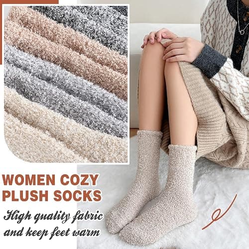 EBMORE Womens Fuzzy Socks Slipper Fluffy Cozy Comfy Cabin Plush Warm Winter Sleep Home Soft Socks thumbnail 4