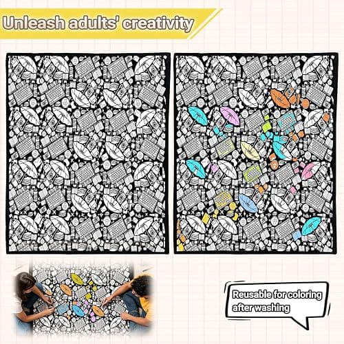 DIY Coloring Blanket for Adults, Color Your Own Velvet Blanket with 24 Washable Markers, Soft Cozy Coloring Kit for Home Decor & Daily Use, Unique Birthday Gift (Christmas) thumbnail 7
