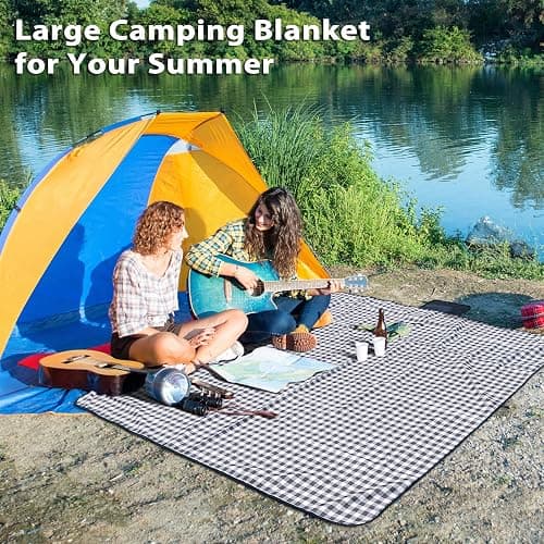 HOUSEKIT Extra Large Picnic Outdoor Blanket, 79''x79'' Waterproof Picnic Blankets Sandproof Foldable Beach Blanket Picnic mat for Camping Grass Lawn Park thumbnail 4