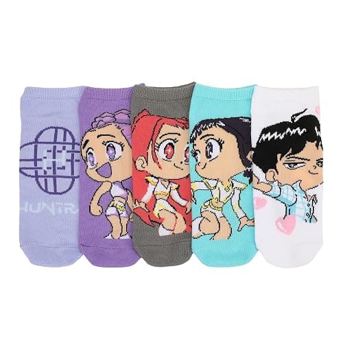 Bioworld KPop Demon Hunters Hunter/X & Derpy 5-Pair Pack Casual Crew Socks thumbnail 4