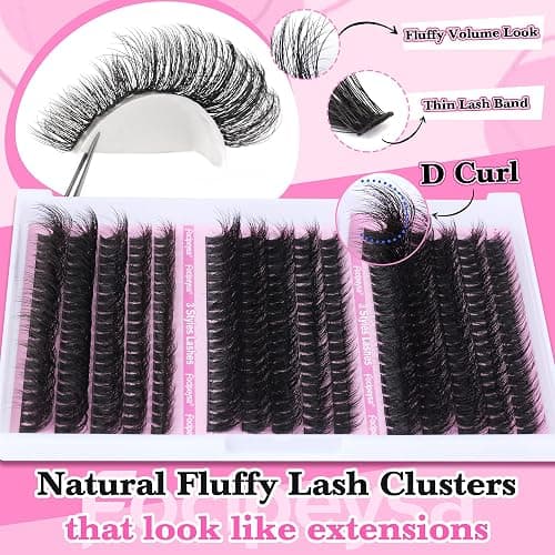 Volume Lash Extension Mink Thick Cluster Eyelash Extensions 10-18mm Lash Clusters Individual Lash Extensions DIY Clusters Lashes Extension at Home by Focipeysa (300pcs-70P+80P+90P 10-18mm) thumbnail 5
