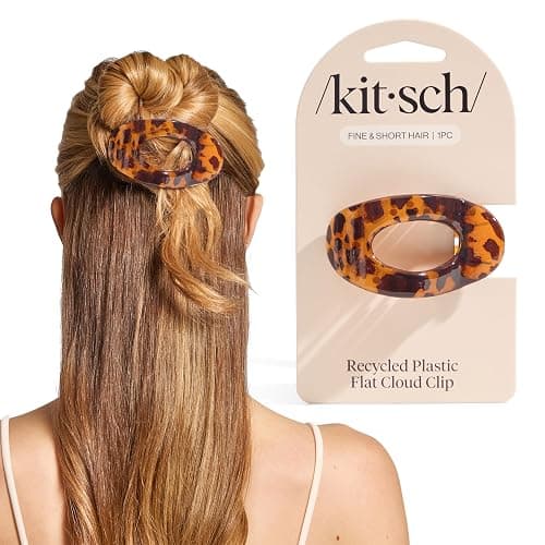 Kitsch Small Flat Claw Clips for Women - Stylish Flat Hair Clips, Strong Hold for Thick & Fine Hair | Non-Slip for Secure, Comfortable All-Day Wear | Ideal Gifts for Women -Tortoise Design thumbnail 9