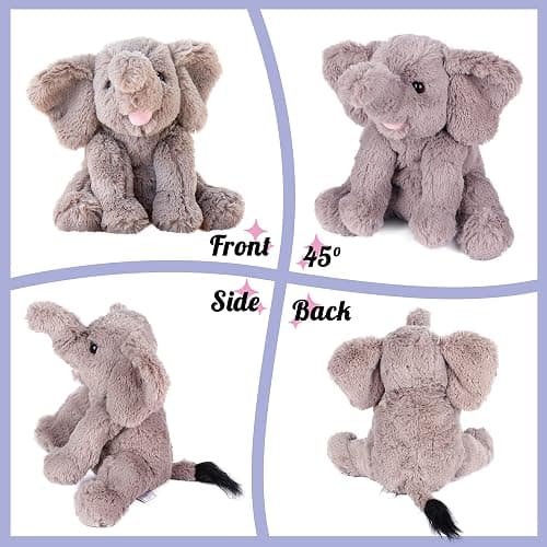 Hopearl Adorable Plush Calf Elephant Toy Floppy Elephish Ultra Soft Stuffed Animal Gift for Boys Girls Kids Toddlers, Gray, 9'' thumbnail 4
