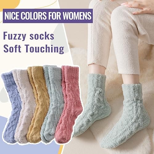 DoSmart Fuzzy Socks For Women Slipper Warm Fluffy Soft Winter Cozy Plush Cabin Sleep Christmas Home Socks thumbnail 2