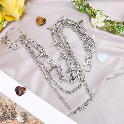 Pants Chain for Men, Lobster Clasp Pocket Wallet Chain Fashionable Metal Punk Belt Chain Cool Biker Hip Pop Goth Rock Trouser Jeans Chains Goth Accessories Punk Accessories for Women (Silver) thumbnail 3