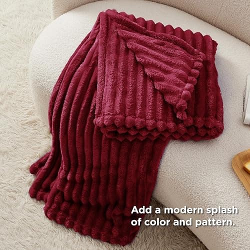 Bedsure GentleSoft Deep Red Blanket for Couch - Cozy Soft Blankets for Women, Cute Small Throws for Girls, 50x60 Inches thumbnail 5