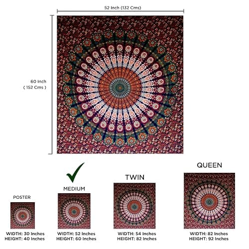 raajsee Turquoise Blue Tapestry- Tapestrys Mandala Wall Hanging- Hippie Tapestry For Bedroom Aesthetic-Size Medium (52x60 Inches / 132x152 Cms) thumbnail 3