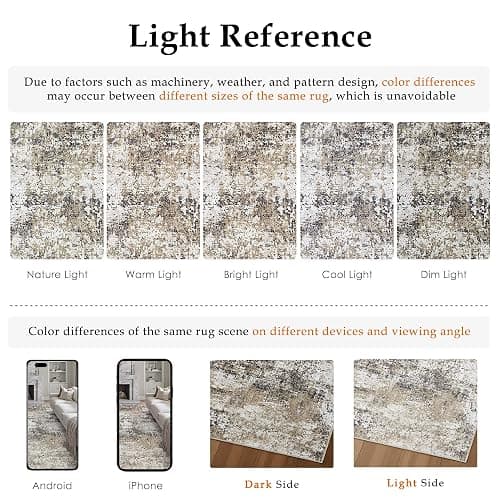 PureCozy 8x10 Abstract Area Rug Brown Washable Modern Neutral Living Room Carpet Non Slip Ultra Soft Low Pile Contemporary Bedroom Large Rug Indoor Office Dining Room Under Table Playroom thumbnail 7
