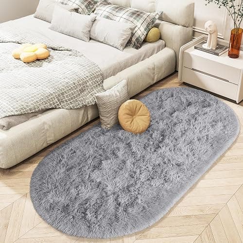 LOCHAS Ultra Soft Children Rugs Room Mat Modern Shaggy Area Rugs Home Decor 2.6' x 5.3', Grey thumbnail 4