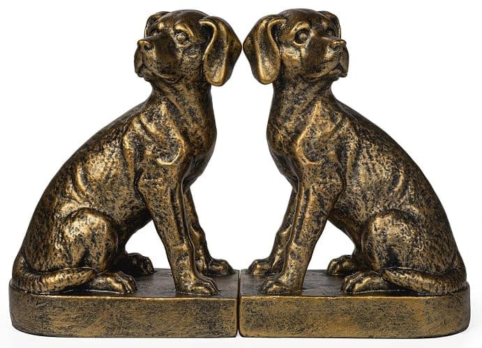 Decorative Bookends for Shelves, Dog Book Ends for Heavy Books, Labrador Retriever Statues Bookends for Heavy Books with Anti-Slip Base Book Holders for Home Office Decor (Gold) thumbnail 8