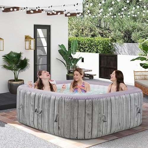 COCLUB Inflatable Square Hot Tub Spa Set, Outdoor Bubble Massage Portable Hot Tubs, 4-6 Person Blow up Hot Tub with 130 Soothing Jets, Insulated Cover, Built in Heater Pump, 6 Filter Cartridges thumbnail 4