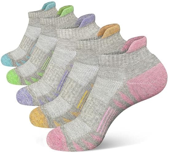 Heyoboy Womens Ankle Anti-blister Thick Cushioned Wicking Odor Resist Athletic Running Socks 5 Pairs - Image 1