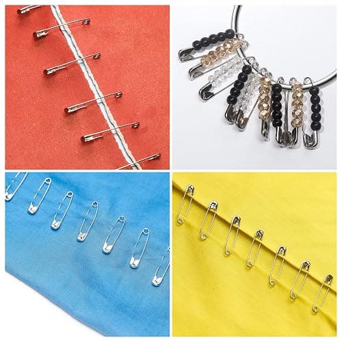 250 Pack Safety Pins by Luxurecourt, 4 Assorted Sizes of Durable, Silver Small and Large Safety Pins Bulk, Rust-Resistant Nickel Plated Steel, Sharp Edge Pins for Clothes, Sewing, Arts & Craft thumbnail 9