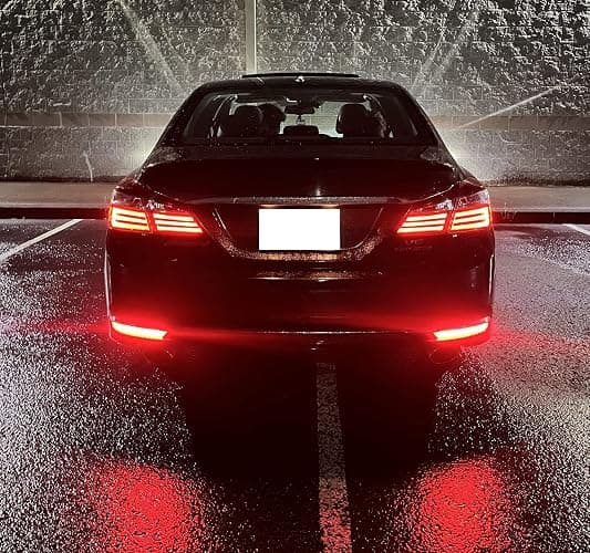 iJDMTOY OE-Spec Red Lens Full LED Lower Bumper Reflector Lights Compatible With 2016-2017 Honda Accord Sedan, Function as Tail, Brake, Rear Fog Lamps & Sequential Blink Turn Signal thumbnail 3